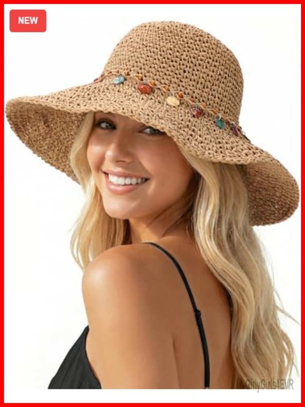 Foldable Straw Bucket Hat UPF 50+ UV Protection Packable Sun Hat